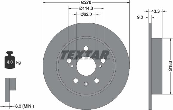 Textar 92225303 - Bremžu diski ps1.lv