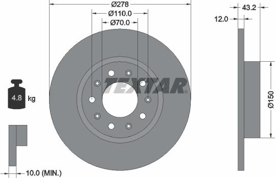 Textar 92221000 - Bremžu diski ps1.lv