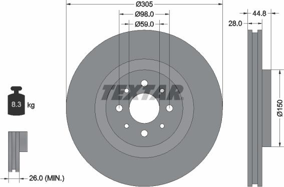 Textar 92228503 - Bremžu diski ps1.lv