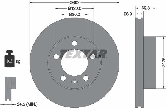 Textar 92228603 - Bremžu diski ps1.lv