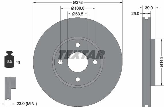 Textar 92279003 - Bremžu diski ps1.lv