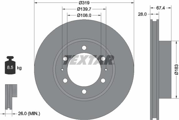 Textar 92274903 - Bremžu diski ps1.lv