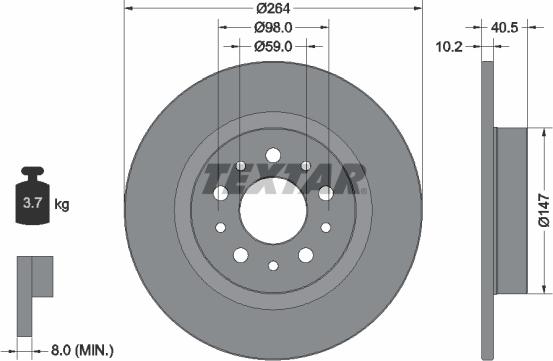 Textar 92271703 - Bremžu diski ps1.lv