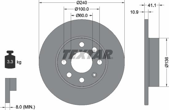 Textar 89006000 - Bremžu komplekts, Disku bremzes ps1.lv