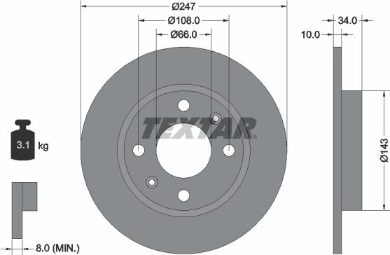 Textar 89011600 - Bremžu komplekts, Disku bremzes ps1.lv