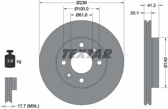 Textar 92036203 - Bremžu diski ps1.lv