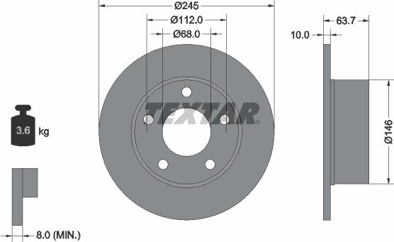 Textar 92057503 - Bremžu diski ps1.lv