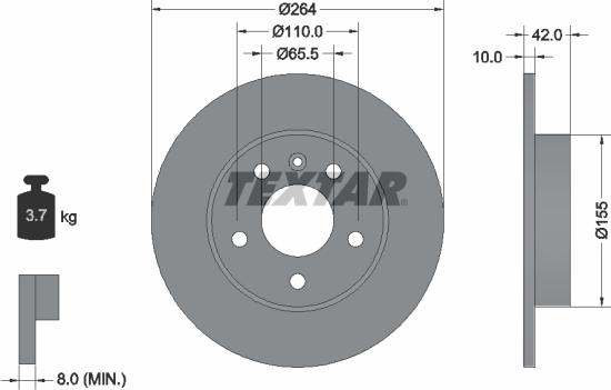 Textar 89015500 - Bremžu komplekts, Disku bremzes ps1.lv