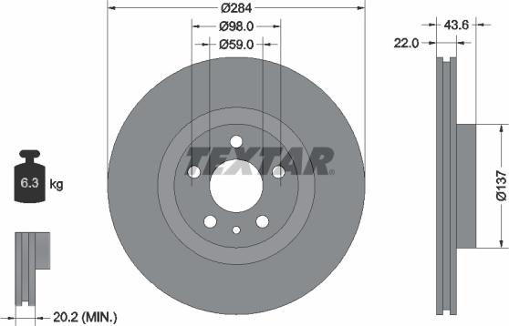 Textar 92046800 - Bremžu diski ps1.lv