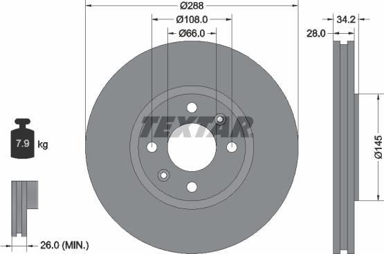 Textar 92107800 - Bremžu diski ps1.lv