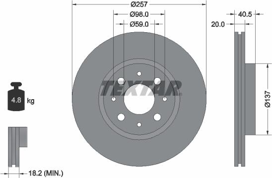 Textar 89012800 - Bremžu komplekts, Disku bremzes ps1.lv