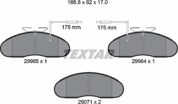 Textar 2998501 - Bremžu uzliku kompl., Disku bremzes ps1.lv