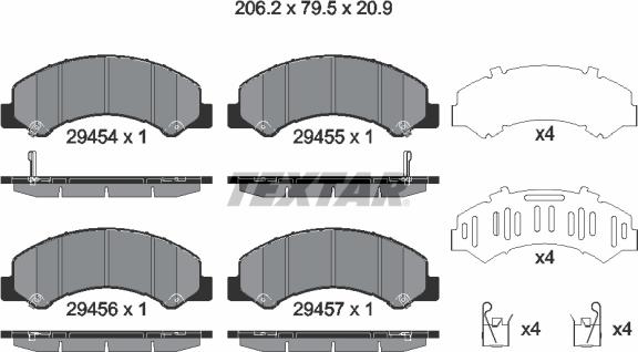 Textar 2945401 - Bremžu uzliku kompl., Disku bremzes ps1.lv