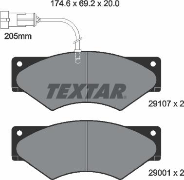 Textar 2910701 - Bremžu uzliku kompl., Disku bremzes ps1.lv