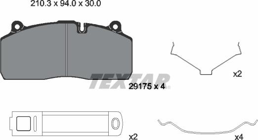 Textar 2917501 - Bremžu uzliku kompl., Disku bremzes ps1.lv