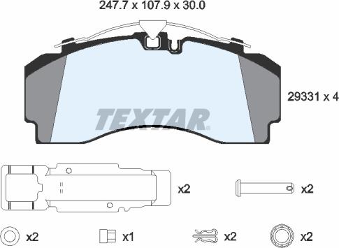 Textar 2933102 - Bremžu uzliku kompl., Disku bremzes ps1.lv