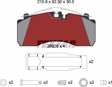 Textar 2932001 - Bremžu uzliku kompl., Disku bremzes ps1.lv