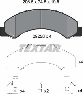 Textar 2925801 - Bremžu uzliku kompl., Disku bremzes ps1.lv