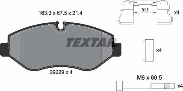 Textar 2922901 - Bremžu uzliku kompl., Disku bremzes ps1.lv