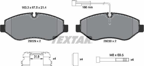 Textar 2922902 - Bremžu uzliku kompl., Disku bremzes ps1.lv