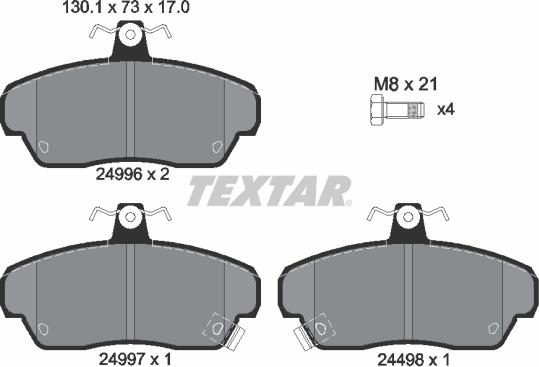 Textar 2499601 - Bremžu uzliku kompl., Disku bremzes ps1.lv