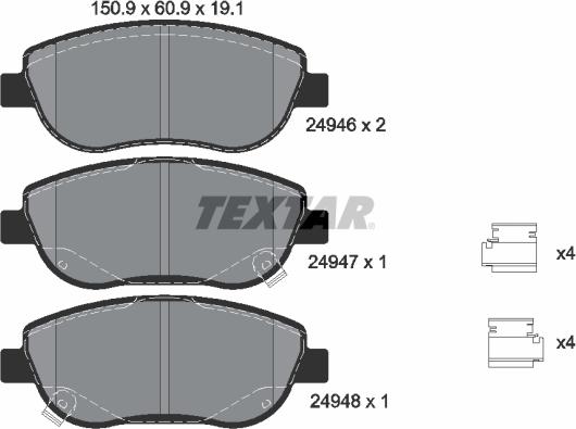 Textar 2494601 - Bremžu uzliku kompl., Disku bremzes ps1.lv