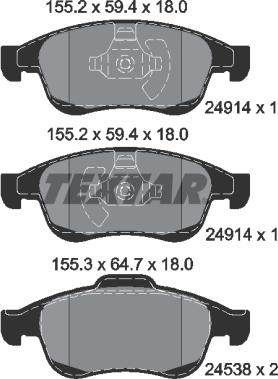 Textar 2491401 - Bremžu uzliku kompl., Disku bremzes ps1.lv