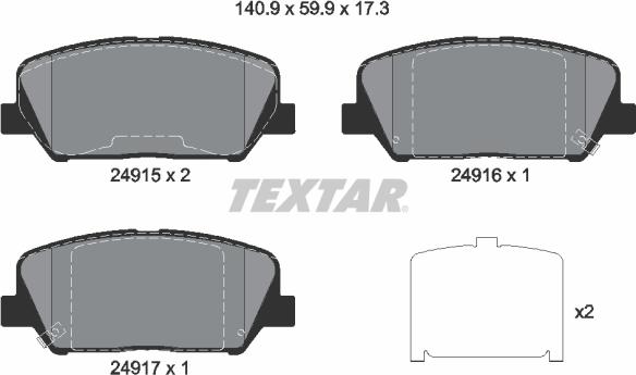 Textar 2491501 - Bremžu uzliku kompl., Disku bremzes ps1.lv