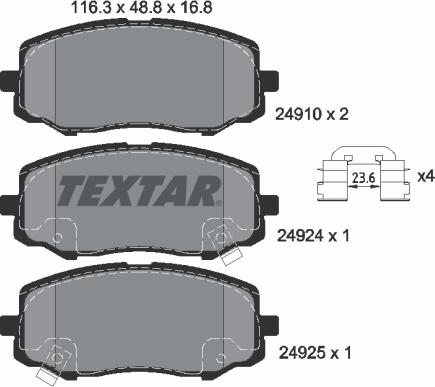 Textar 2491001 - Bremžu uzliku kompl., Disku bremzes ps1.lv