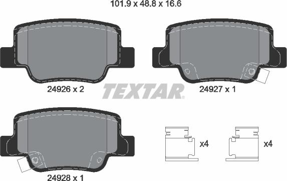 Textar 2492601 - Bremžu uzliku kompl., Disku bremzes ps1.lv