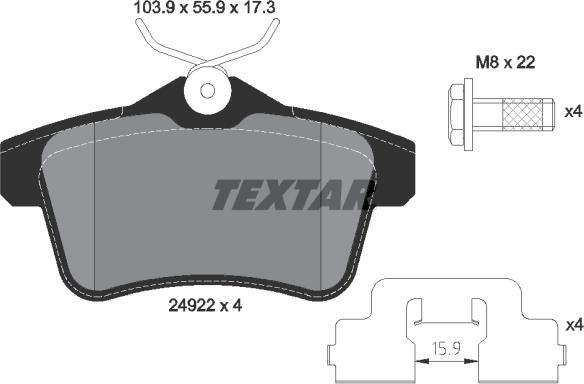 Textar 2492201 - Bremžu uzliku kompl., Disku bremzes ps1.lv