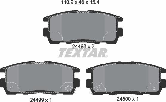 Textar 2449801 - Bremžu uzliku kompl., Disku bremzes ps1.lv