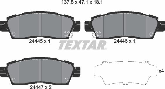 Textar 2444501 - Bremžu uzliku kompl., Disku bremzes ps1.lv