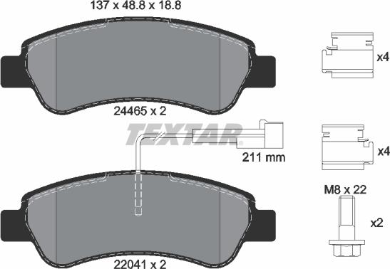 Textar 2446503 - Bremžu uzliku kompl., Disku bremzes ps1.lv