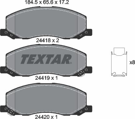 Textar 2441801 - Bremžu uzliku kompl., Disku bremzes ps1.lv