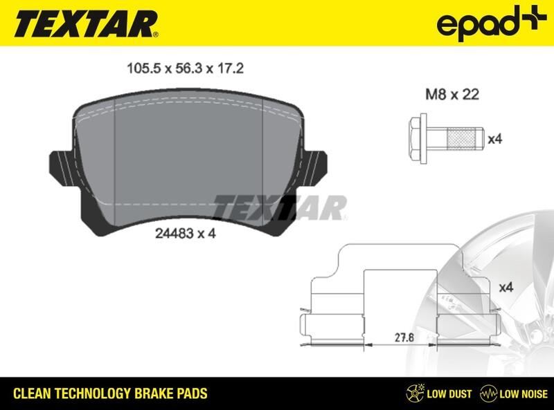 Textar 2448302CP - Bremžu uzliku kompl., Disku bremzes ps1.lv