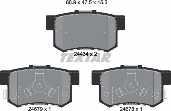 Textar 2443402 - Bremžu uzliku kompl., Disku bremzes ps1.lv