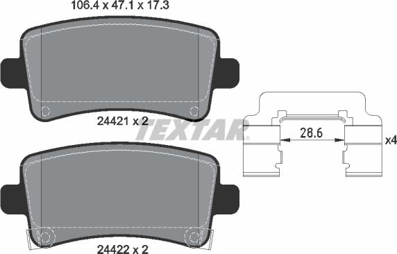 Textar 2442102 - Bremžu uzliku kompl., Disku bremzes ps1.lv