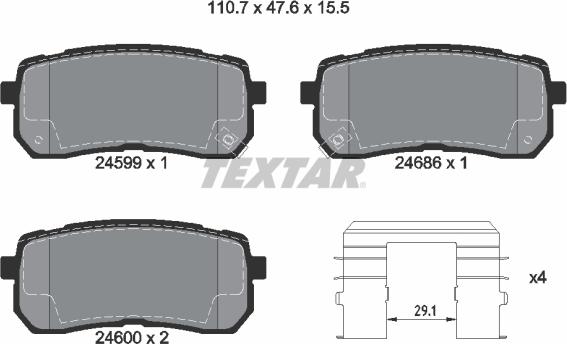 Textar 2459901 - Bremžu uzliku kompl., Disku bremzes ps1.lv