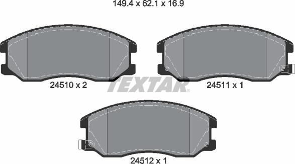 Textar 2451001 - Bremžu uzliku kompl., Disku bremzes ps1.lv