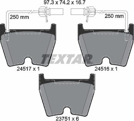 Textar 2451701 - Bremžu uzliku kompl., Disku bremzes ps1.lv