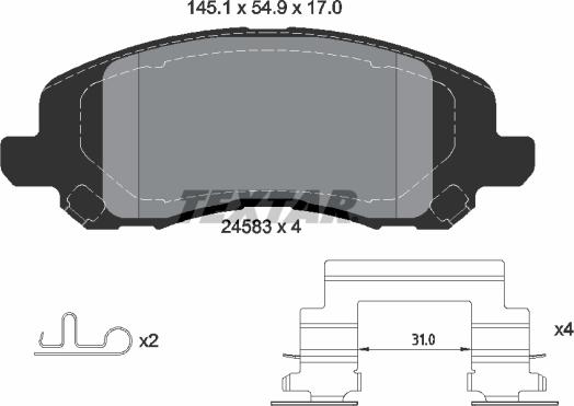 Textar 2458301 - Bremžu uzliku kompl., Disku bremzes ps1.lv