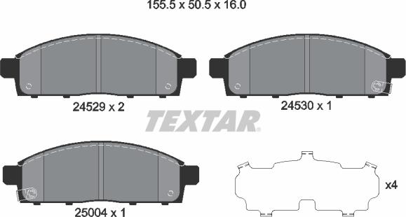 Textar 2452901 - Bremžu uzliku kompl., Disku bremzes ps1.lv