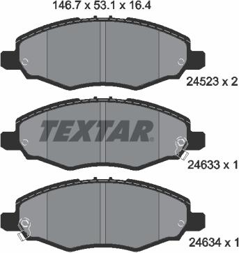 Textar 2452301 - Bremžu uzliku kompl., Disku bremzes ps1.lv