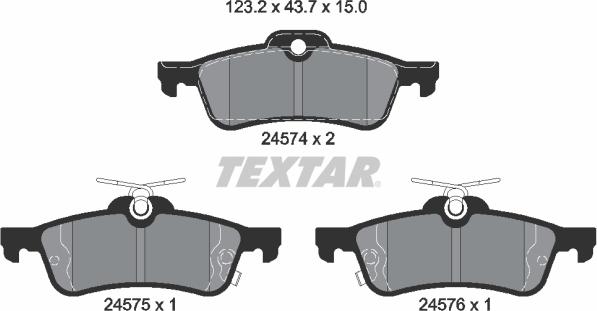 Textar 2457401 - Bremžu uzliku kompl., Disku bremzes ps1.lv