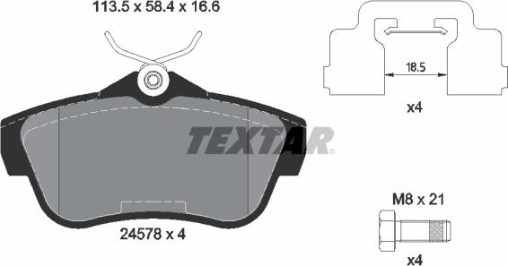 Textar 2457801 - Bremžu uzliku kompl., Disku bremzes ps1.lv