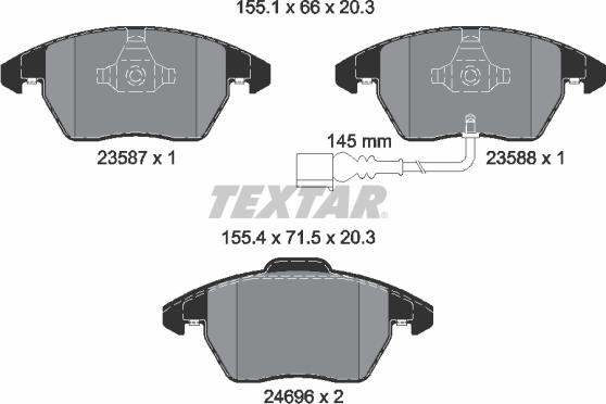 Textar 2469602 - Bremžu uzliku kompl., Disku bremzes ps1.lv