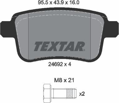 Textar 2469204 - Bremžu uzliku kompl., Disku bremzes ps1.lv