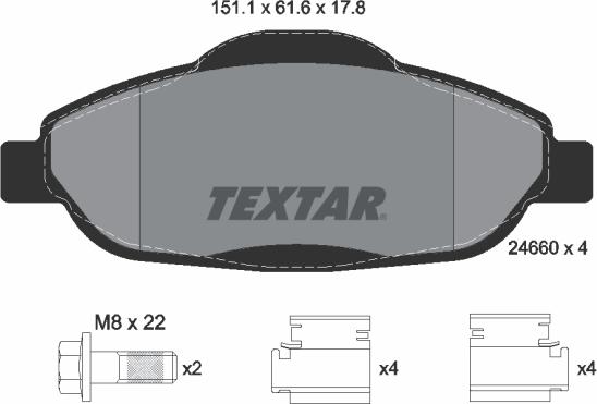 Textar 2466001 - Bremžu uzliku kompl., Disku bremzes ps1.lv