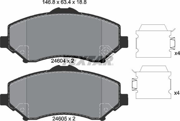 Textar 2460401 - Bremžu uzliku kompl., Disku bremzes ps1.lv